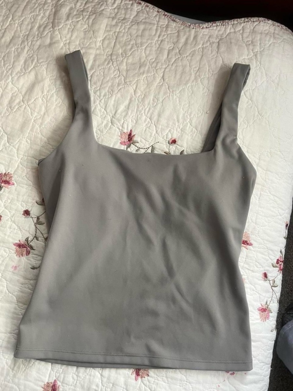 lululemon athletica Grey Square-Neck Tank Top with Built-In Bra